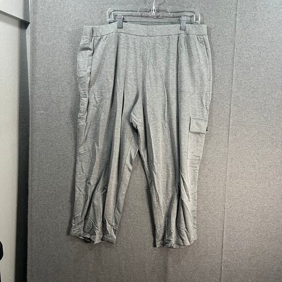 Susan Graver Weekend Jersey Knit Crop Cargo Pants Heather Grey, Petite 1X - Picture 1 of 10